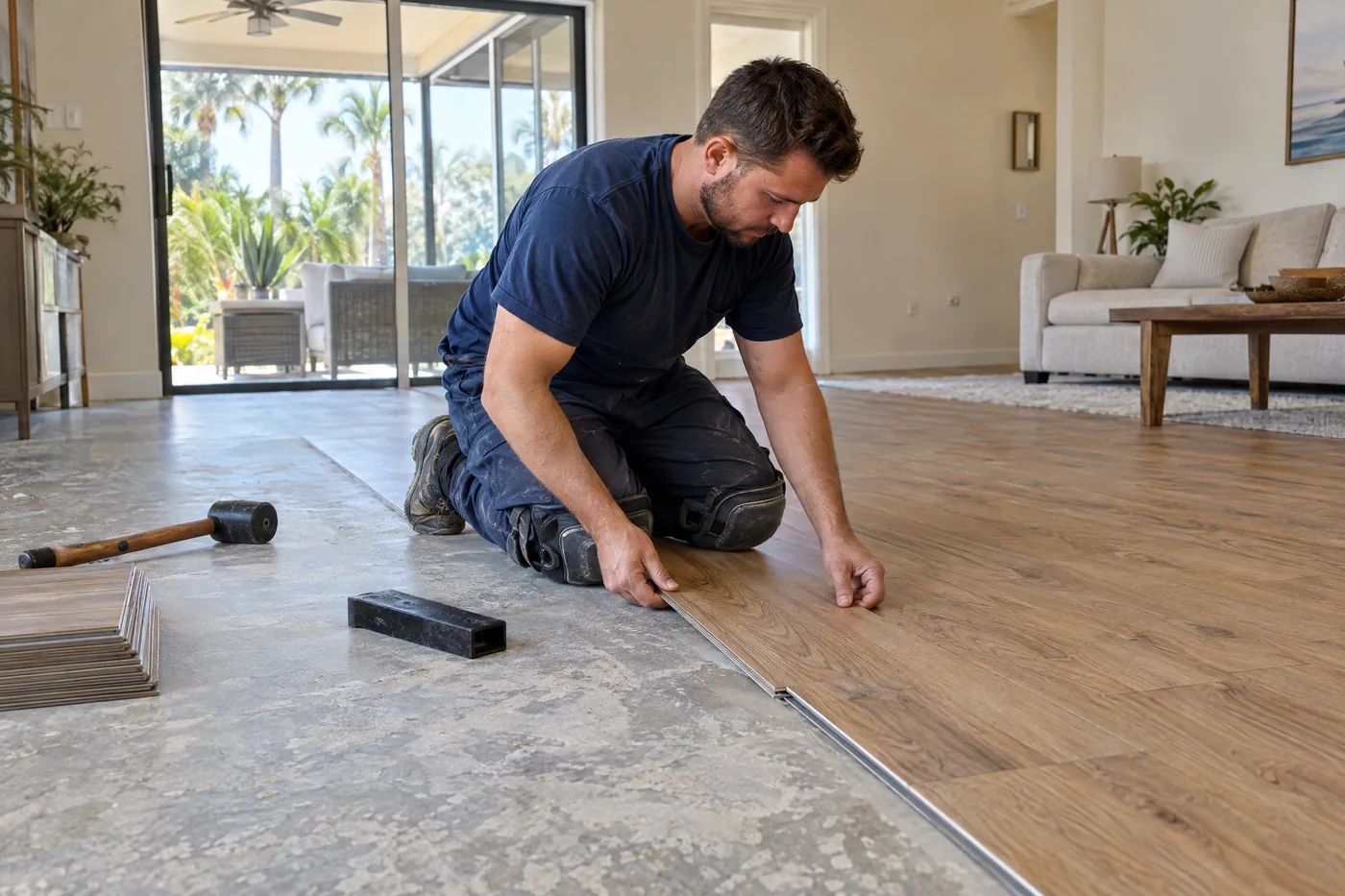 Flooring Installation professional at work