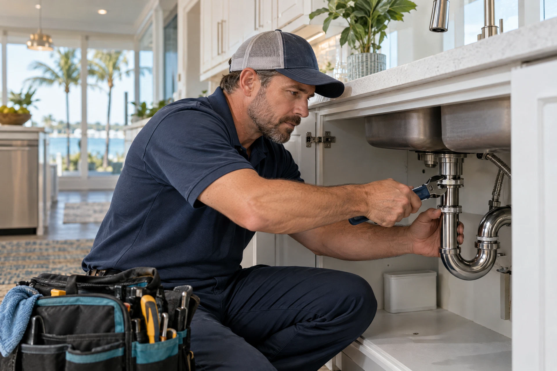 Plumbing professional at work