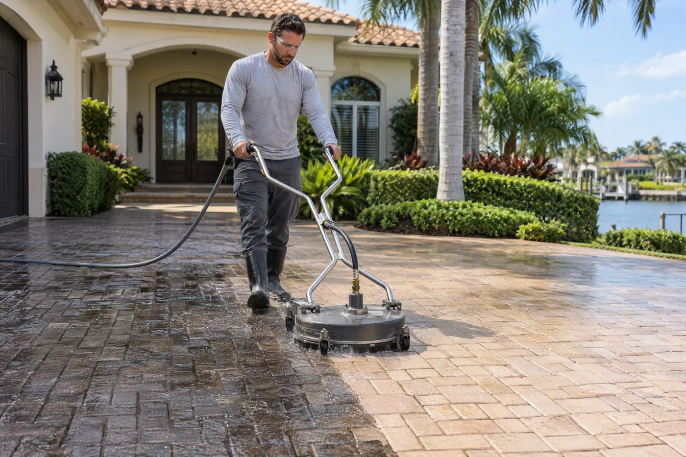 Pressure Washing professional at work