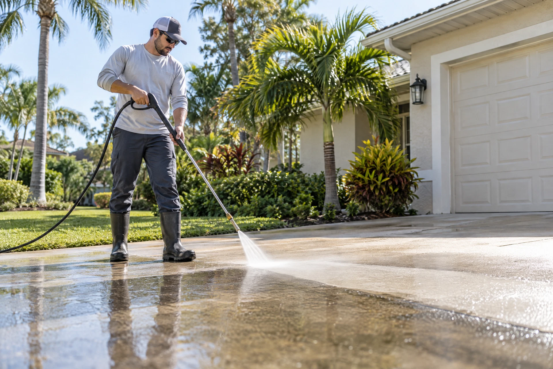Pressure Washing professional at work